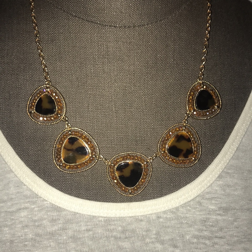 Francesca's Leopard w/ beading Statment Necklace